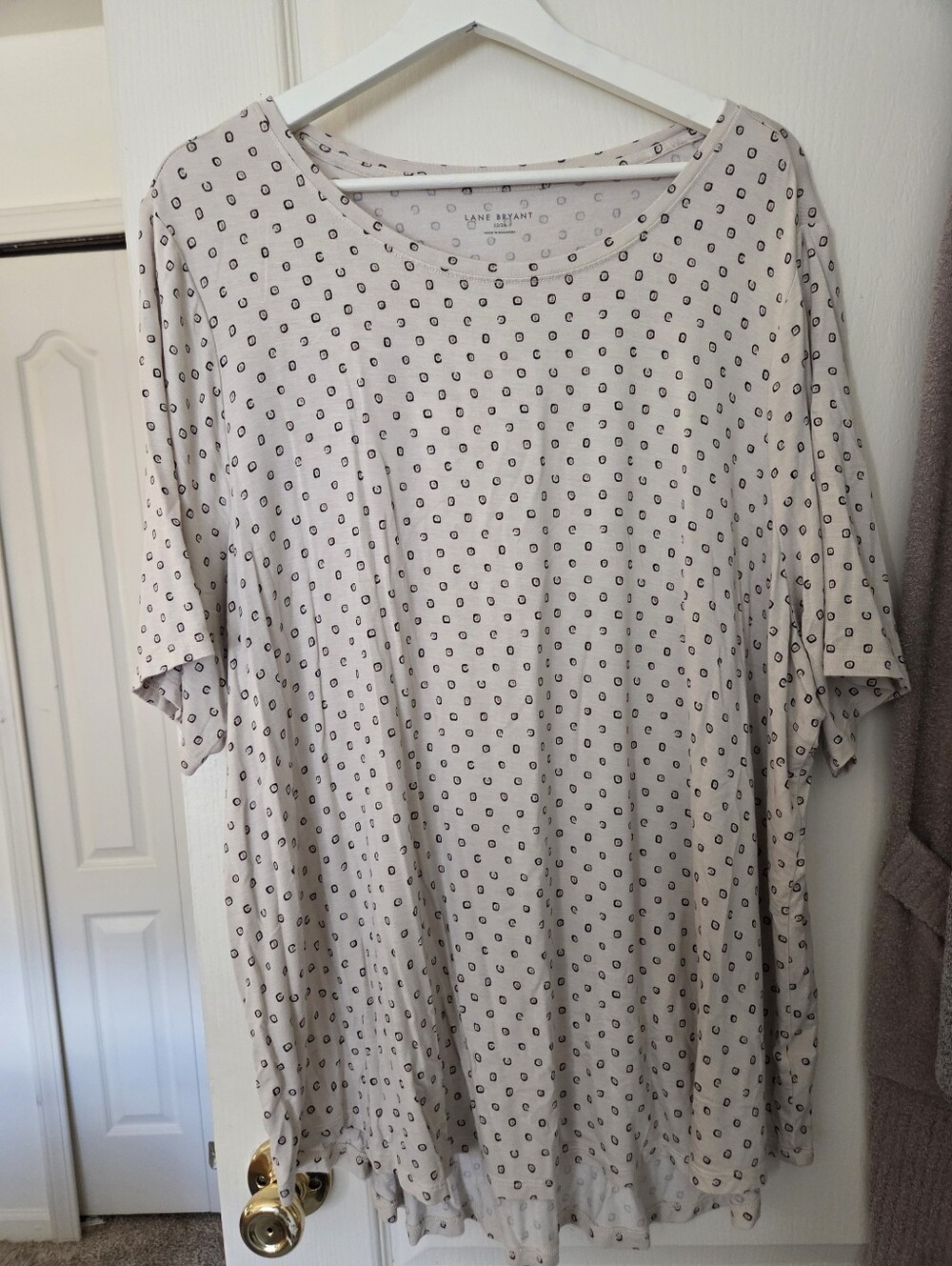 Lane Bryant Cream Tunic with Black Dot Print